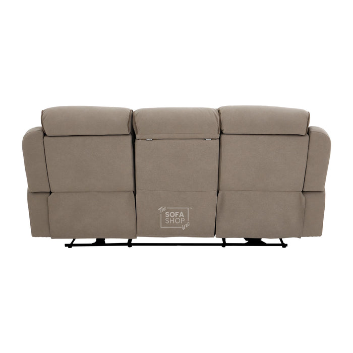 3 Seater Hi-Tech Electric Recliner Sofa In Beige Fabric | Adjustable Headrests & Bluetooth Speakers & USB-C | Florence | The Sofa Shop