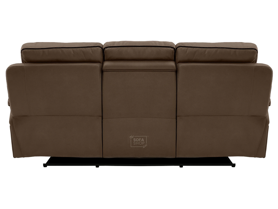 3 Seater Electric Recliner Cinema Sofa in Mocha Brown Fabric | Power Headrests, Bluetooth Speakers, Fold-Down Table & Storage | Tuscany