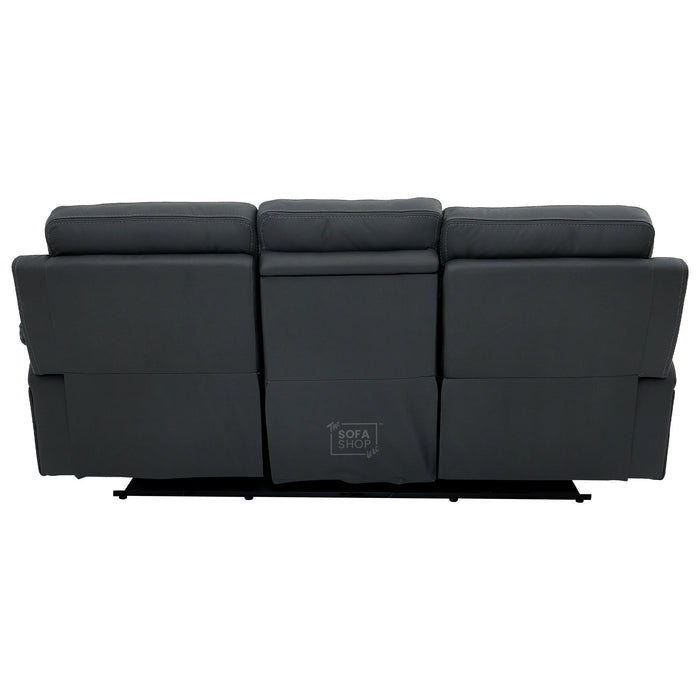 3 Seater Electric Recliner Cinema Sofa in Grey Real Leather | Hi-Tech Cinema Seats with Massage, Drop-Down Table, LED Reading Light, Power Headrest, Power Recliner, Storage Drawer, Heating, USB & Wireless Charging | Sicily