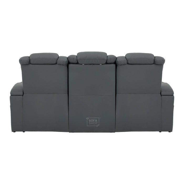 Real Leather 3+2+1 Piece Electric Home Cinema Theatre Sofa Set | Couch Suite Package in Grey + Massage + Heating + Power Recliners + Wireless Charging | Capri