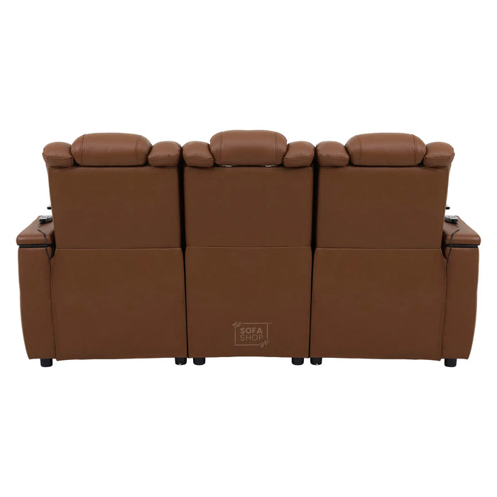 3 Seater Smart Tech Electric Recliner Cinema Sofa | Brown Real Leather | Modena