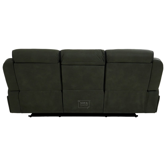 3 Seater Fabric Electric Recliner Sofa With Vibration Massage & Heating | Integrated Wireless Charging + Multi-Link Bluetooth | Green Fabric | Power Headrests & Fold-Down Table | Florence | The Sofa Shop