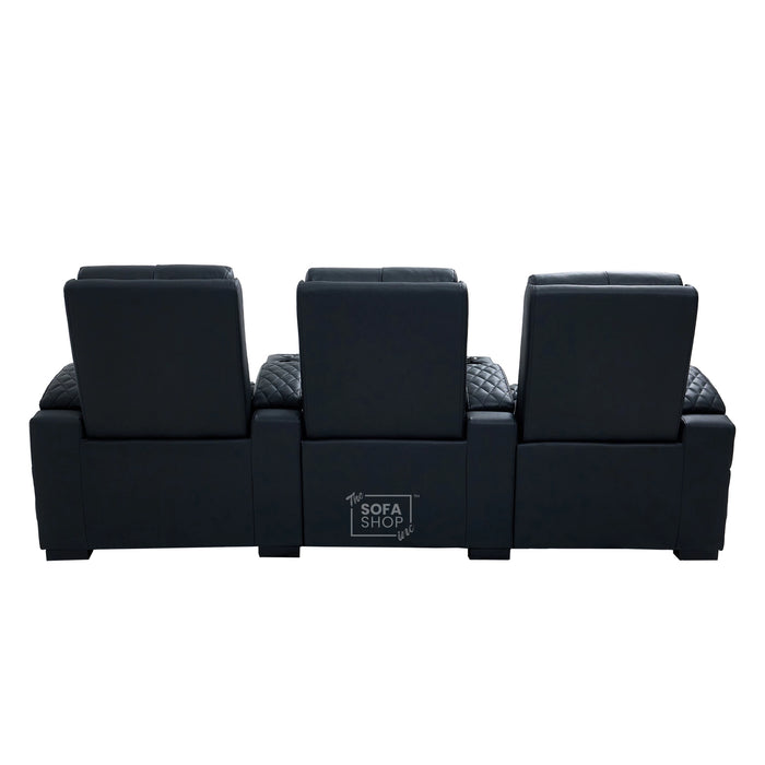 Real Leather 3+1 Seater Electric Recliner Sofa Set | 2-Piece Cinema Suite in Black with Chilled Cupholders & Power Headrests | Assisi | The Sofa Shop