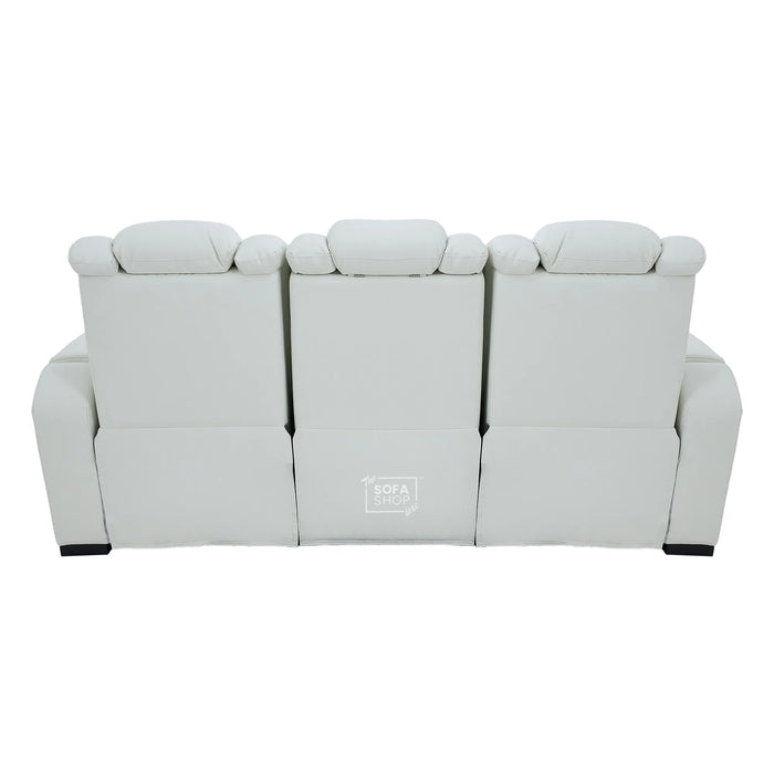 3 Seater Cinema Sofa in White Genuine Leather | Hi-Tech Cinema Sofa with Power Recline + Power Headrests + Vibration + Sockets + Base Storage | Napoli | The Sofa Shop