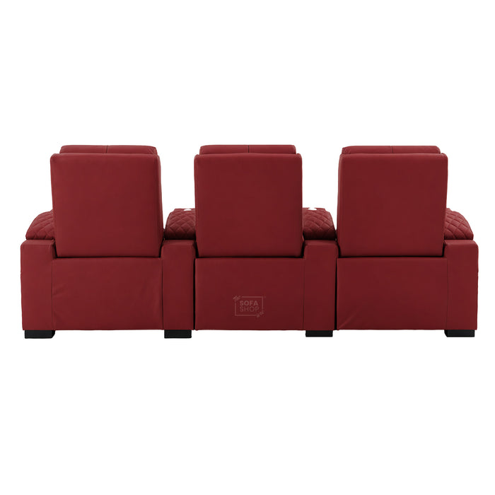 3 Seater Red Real Leather Electric Recliner Cinema Sofa | Hi-Tech Settee With Power Lumbar, Wireless Charging, Heating & Cooling Cupholders | Assisi | The Sofa Shop