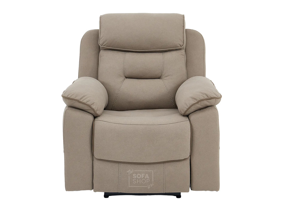 1 Seat Electric Recliner Chair Home Cinema Sofa | Fabric Chair In Beige  | Hi-Tech Chair with Massage, Padded Armrests, USB & Power Headrest | Florence