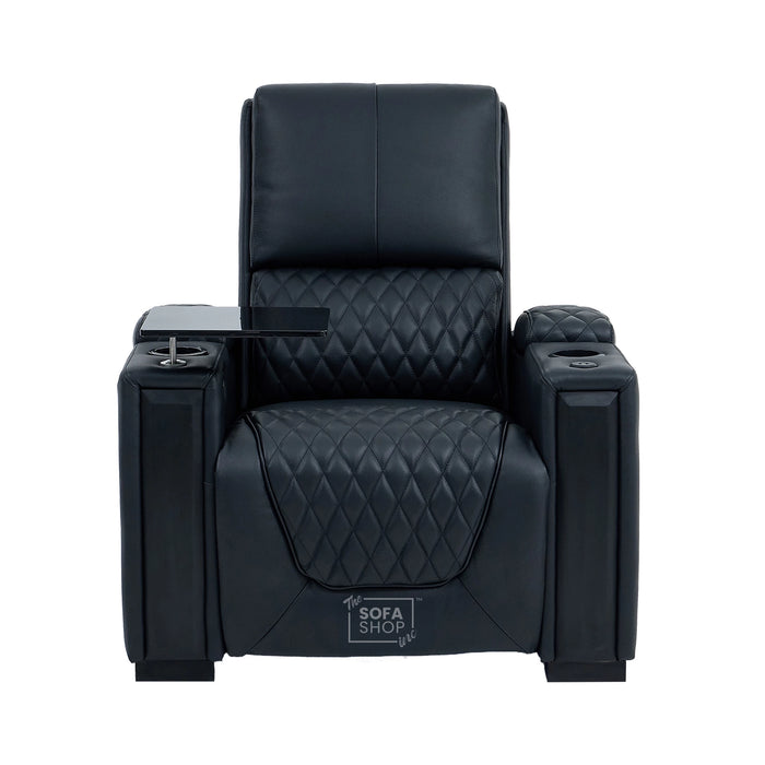 1 Seater Real Leather Electric Recliner Cinema Armchair | 8-Point Vibration Massage + Heated Lumbar + Cooler Cup Holder. Power Grommet, Power Headrest & Detachable Tray Table | Assisi | The Sofa Shop