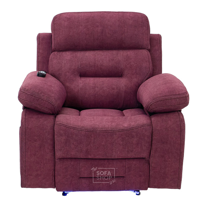 1 Seater Smart Tech Electric Recliner Cinema Chair | Purple Fabric | Sicily