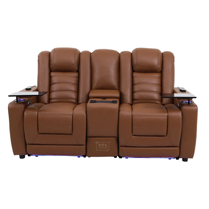 2 Seater Smart Tech Electric Recliner Cinema Sofa | Luxury Theatre Seating | Brown Real Leather | Modena