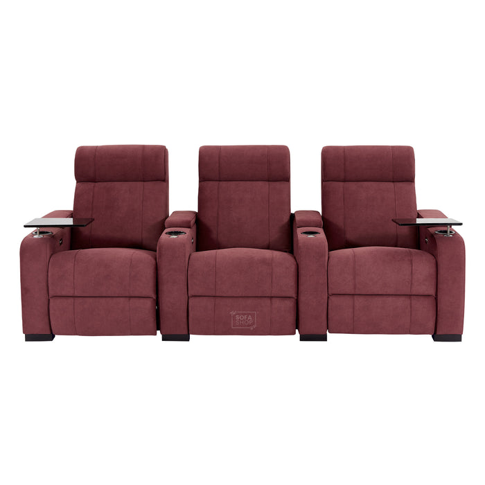 3 Seater Reclining Sofa with Electric  Reclining, Massage, USB Ports, Cooling Cup Holders, Storage Boxes & LED Lights | Purple Velvet Sofa | Rimini | The Sofa Shop