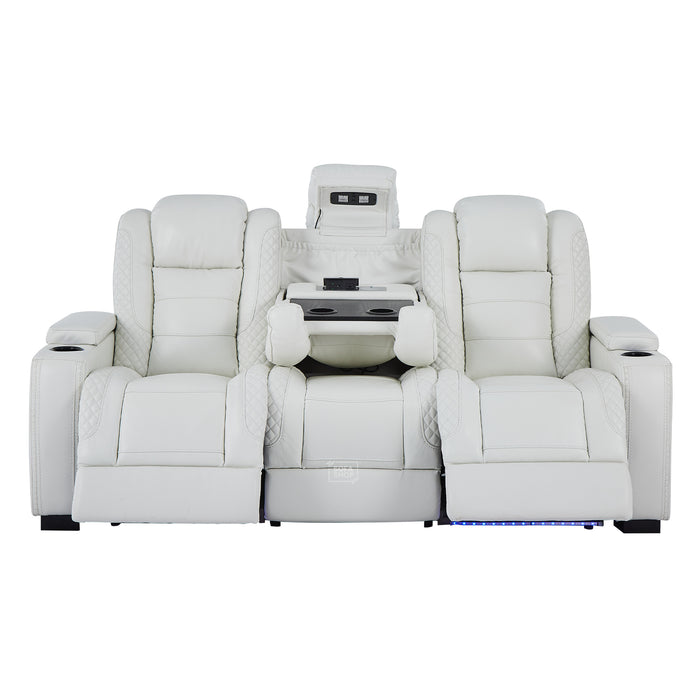 3 Seater White Real Leather Electric Recliner Cinema Sofa | Power Headrest, Fold-Down Table, USB-C & Storage | Napoli | The Sofa Shop