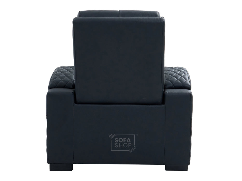 1 Seat Real Leather Electric Recliner Chair in Black With Massage + Cup Holders + Storage Compartments | Sofa Sale | Assisi Series One