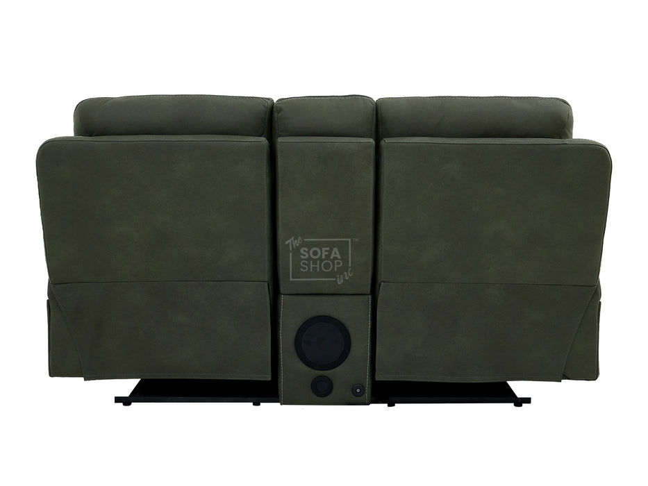 2 Seater Hi-Tech Sofa | Electric Recliner Home Cinema Seat in Green Fabric with Massage + Chilled Cupholders + Console + Power Sockets + USB | Vinsonova