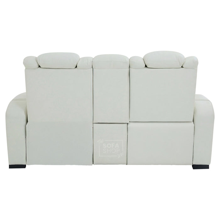2 Seater Real Leather Electric Recliner Cinema Sofa in White | Massage, Bluetooth, Console, Heating & Cooling Cup Holders | Napoli | The Sofa Shop