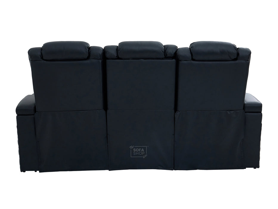 3 Seater Real Leather Electric Recliner Cinema Sofa in Black | Power Lumbar, Bluetooth Speaker, Fold-Down Table & Storage | Milano | The Sofa Shop
