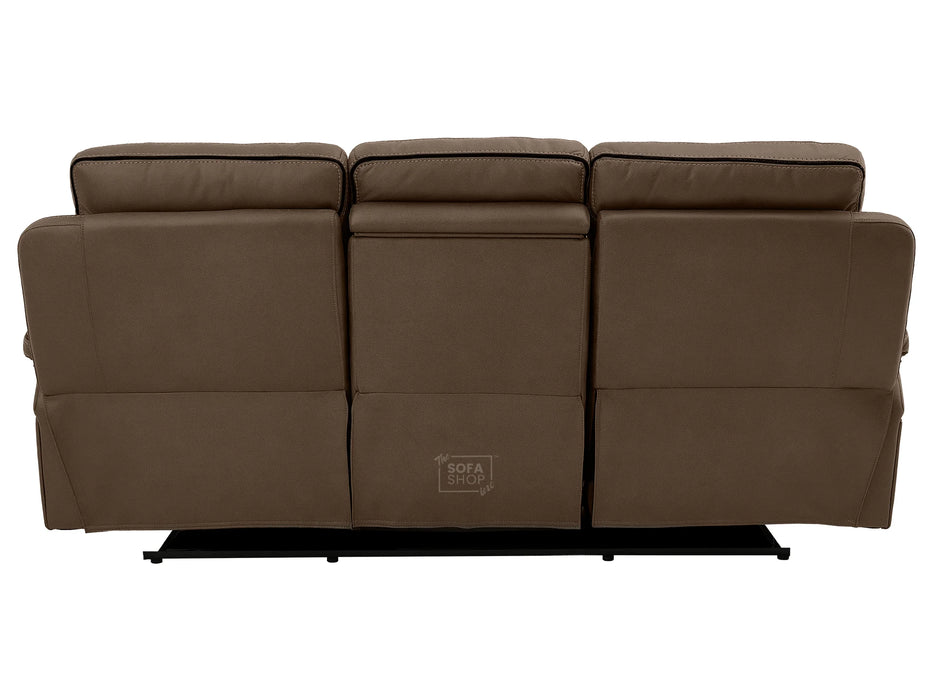 3+2+1 Piece Electric Home Cinema Sofa Set | Fabric Couch Suite Package In Brown | Hi-Tech Sofa Set with Cupholders + Console + Power + Massage + Speakers | Tuscany