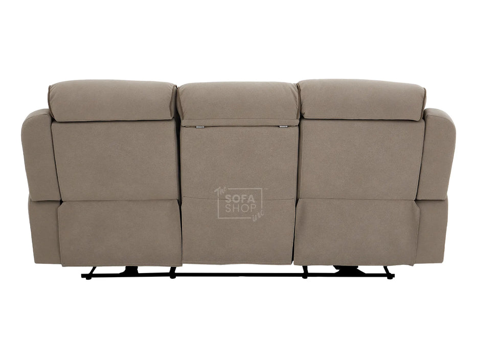 3 Seat Electric Recliner Home Cinema Sofa | Fabric Couch In Beige | Hi-Tech Sofa with Cup Holders + Table + Power Headrests + Speakers | Florence