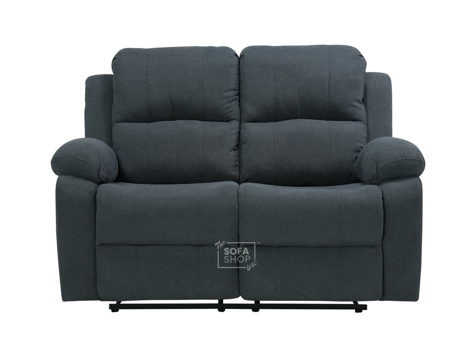 2 Seater Fabric Recliner Sofa in Dark Grey | Fabric Couch with Fully Reclining Mechanism & Easy to Clean Fabric | Trento