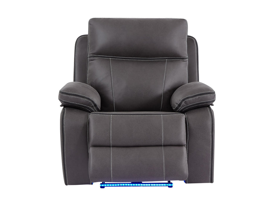 1 Seat Electric Recliner Chair Home Cinema Sofa | Hi-Tech Chair In Grey Fabric with LED Lights + USB + Massage | Sofa Sale | Vinsonova Series One