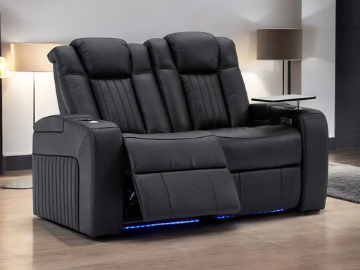 2 Seater Recliner Hi-Tech Couch | Smart Cinema Sofa in Black Genuine Leather with Power Headrests, LED, Table & USB | Capri | The Sofa Shop - 33