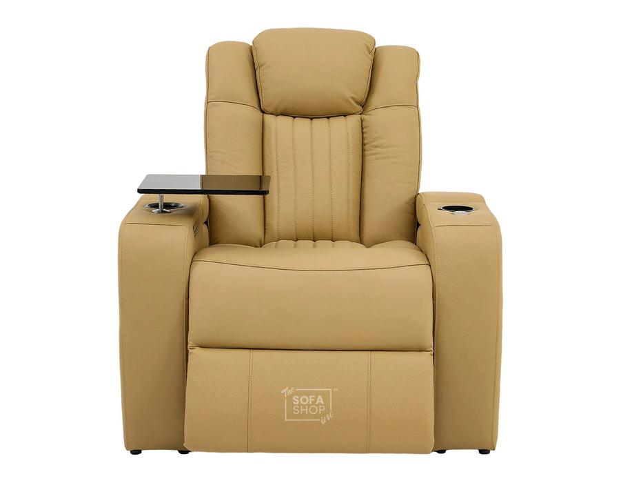 3+1 Leather Recliner Sofa Package with USB Charging, Cup Holders, LED Lights & Massage | Tan Leather | Capri | Sofa Shop