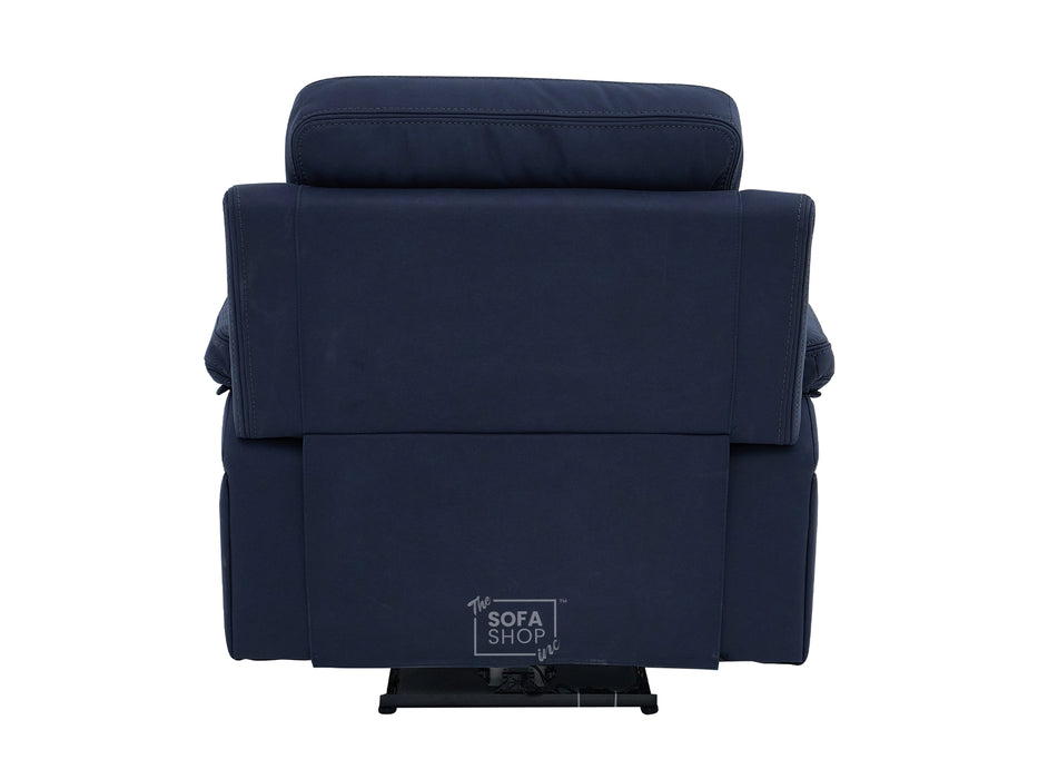 3+1 Electric Recliner Sofa Suite in Blue Resillience Fabric | Hi-Tech Cinema Set with Massage, Drop-Down Table, Power Headrest, Power Recliner, Storage Drawer, USB & Wireless Charging | Sicily