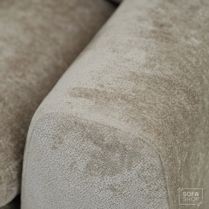 2 Seater Beige Static Sofa With Removable Cushions | Dent On LHF Arm | Genova | Second Hand Sofa 29