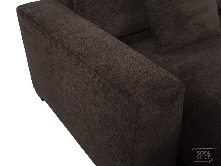 Extendable Electric Sofa Bed Chair in Brown Corduroy Fabric | 1 Seat Home Cinema Couch with Power Slider | USBc Charging Ports | Palma