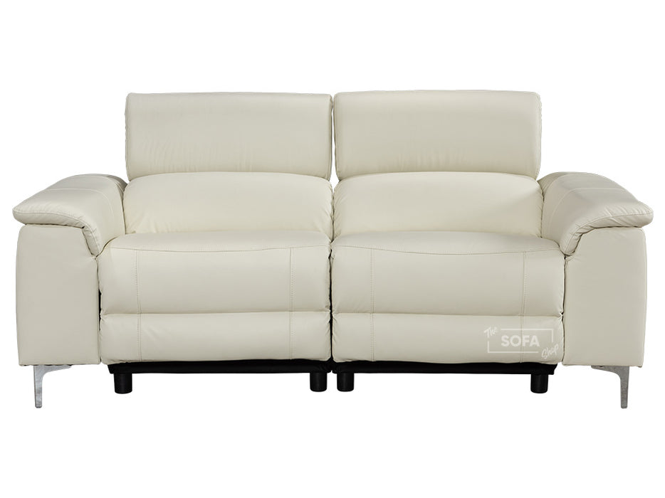 3+3 Electric Recliner Sofa Set & Electric Seats Sofa Package. Cream Leather Suite with USB Ports & Adjustable Headrests - Solero