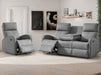 3+1 Recliner Sofa Set inc. Chair in Grey Leather Aire with Drop-Down Table & Cup Holders - 2 Piece Parma Sofa Set