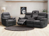 Vinson 3+1 Piece Electric Home Cinema Theatre Sofa Set | Fabric Couch Suite Package In Grey + Cupholders + USB + Power + Speakers | The Sofa Shop