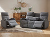 3+1 Recliner Sofa Set in Dark Grey Fabric with Drop-Down Table & Cup Holders - 2 Piece Parma Sofa Set - Sofa Sale