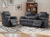 3+1 Recliner Sofa Set inc. Chair in Black Leather with Drop-Down Table & Cup Holders - 2 Piece Trento Sofa Set