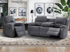 3+1 Recliner Sofa Set inc. Chair in Dark Grey Fabric with Drop-Down Table & Cup Holders - 2 Piece Trento Sofa Set