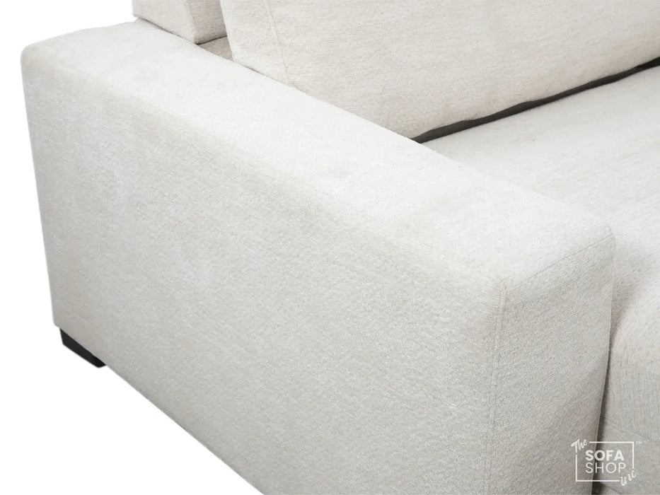 Extendable Electric Sofa Bed Chair in Cream Chenille Fabric | 1 Seat Power Sliding Sofa Bed Perfect for Home Cinema & Theatre Room | USBc + Extra Cushions - Palma