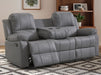 3 Seater Recliner Sofa in Grey Leather with Drop-Down Table & Cup Holders - Trento