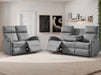 3 2 Recliner Sofa Set. 2 Piece Recliner Sofa Package Suite in Grey Leather with Drop-Down Table & Drink Holders- Parma