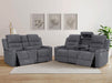 3 2 Seater Electric Recliner Sofa Set. 2 Piece Sofa Package Suite in Grey Woven Fabric With Power Headrest, USB, Console & Cup Holders - Lawson