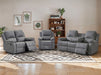 3 2 1 Recliner Sofa Set. 3 Piece Recliner Sofa Package Suite in Grey Leather with Drop-Down Table & Drink Holders- Trento