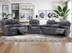 3 2 1 Recliner Sofa Set. 3 Piece Recliner Sofa Package Suite in Dark Grey Fabric with Drop-Down Table & Drinks Holder - Trento