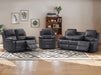 3 2 1 Recliner Sofa Set. 3 Piece Recliner Sofa Package Suite in Black Leather with Drop-Down Table & Drink Holders- Trento