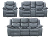 3 2 1 Electric Recliner Sofa Set. 3 Piece Recliner Sofa Package Suite in Grey Leather With USB Ports & Drink Holders & Storage Boxes- Highgate