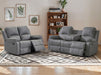 3 2 Recliner Sofa Set. 2 Piece Recliner Sofa Package Suite in Grey Leather with Drop-Down Table & Drink Holders- Trento