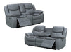 3 2 Electric Recliner Sofa Set. 2 Piece Recliner Sofa Package Suite in Grey Leather With USB Ports & Drink Holders & Storage Boxes- Highgate