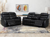 two piece suite of 3 seater recliner sofa and 2 seater recliner sofa in black leather |  The Sofa Shop 