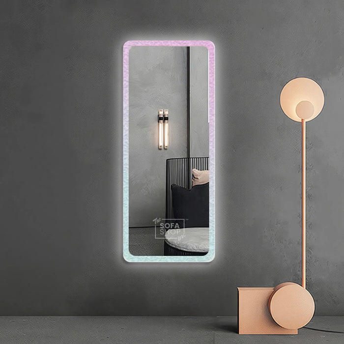 Rectangular Free Standing Mirror with LED Lights and Acrylic Frame - 60x165cm