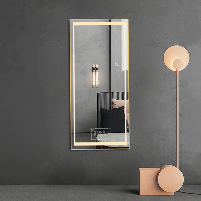 Rectangular Gold Mirror with Aluminum Alloy Frame - 70x180cm