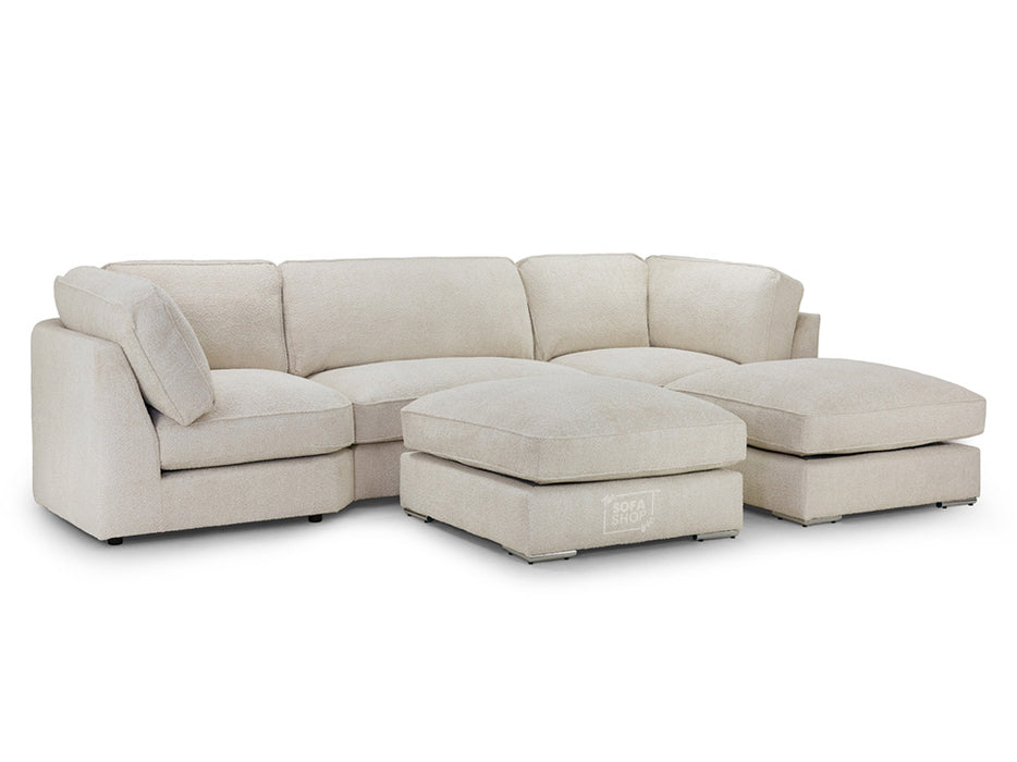 Fabric U Shape Fullback Sofa in Beige Or Grey - Inga