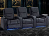 3 Seater Real Leather Electric Recliner Sofa In Black | Cinema Seats For Smart Homes with Lumbar Support, LED Lights, Console & Cup Holders | Torino