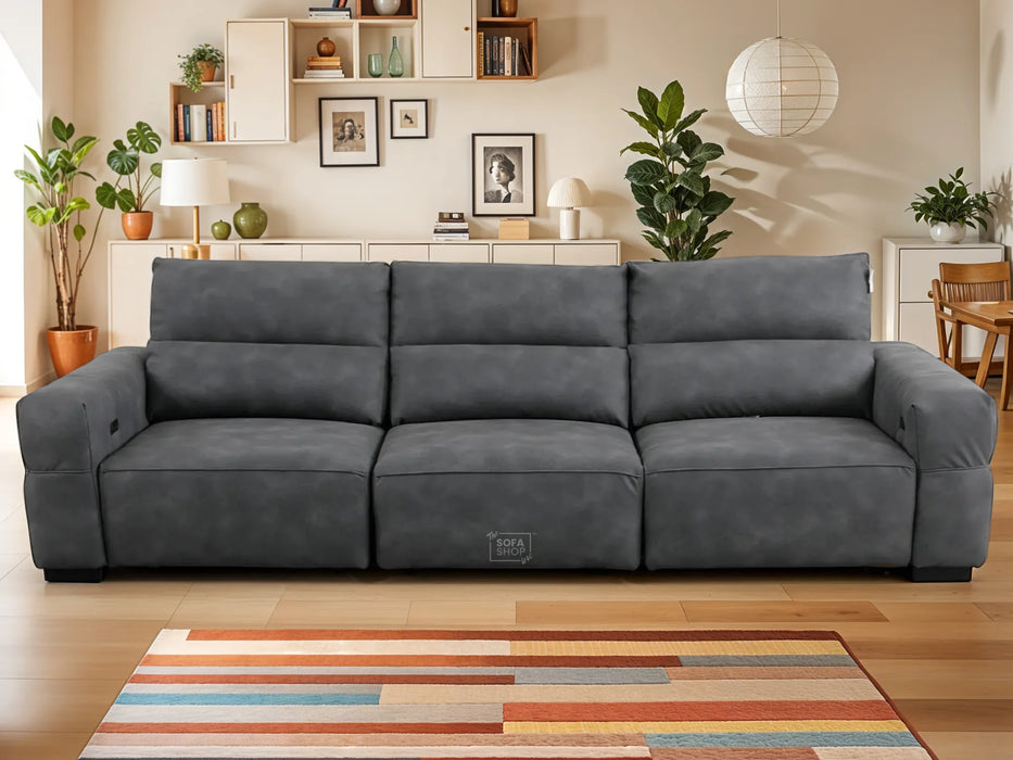 Extendable Electric Sofa - Bed in Dark Grey Resillience ِFabric | 3 Seater Hi-Tech Sliding Couch Perfect for Home Theatre Seating | USBc Ports | Murcia